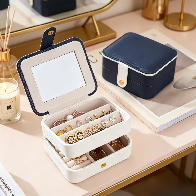 

1/3pcs Portable Travel Leather Jewelry Box Multi Layer, Earring Ring Necklace Storage Organizer Case