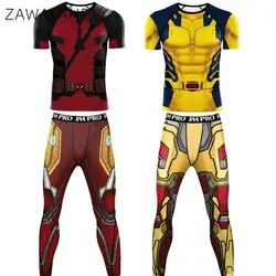 Zawaland Wolverine Deadpool Sets Cosplay Costume Men Halloween Superhero Top Trousers 3D Printing Holiday Party Outfit Clothing