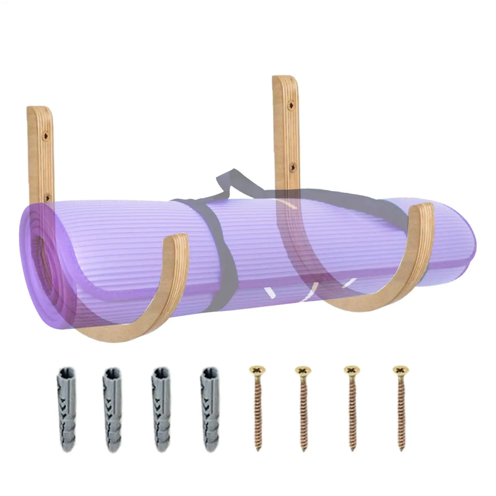 2PCS Yoga Mat Storage Rack Wooden With Screws Yoga Mat Wall Mount Storage Rack For Home Gym Indoor Exercise Fitness