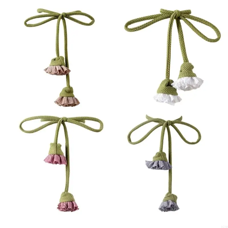 4Pieces Soft Sheer Curtain Tiebacks with Delicate Carnations Multipurpose Curtain Rope Suitable for Decorating 37JD