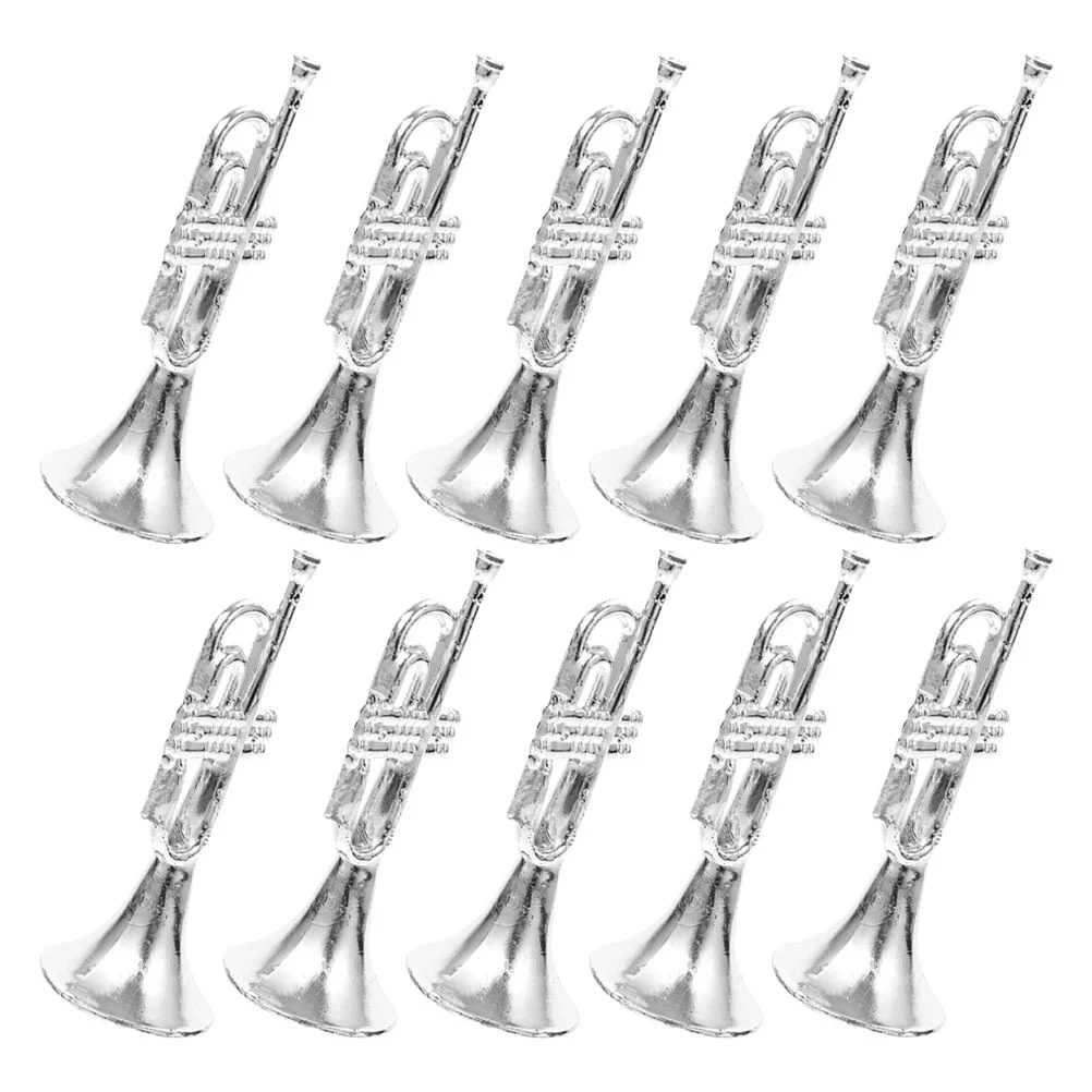 

10 Pcs Musical Instrument Model Simulation Trumpet Ornament Miniature Decorations Saxophone Craft Plastic Decorative