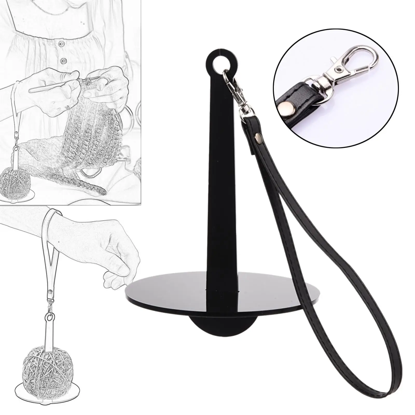 Lightweight Yarn Minder with Wristband for Crochet Knitting Supplies Portable Acrylic Yarn Ball Holder