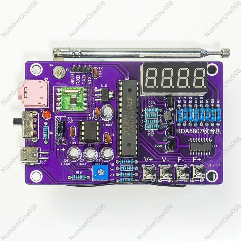 TJ-56-632 FM Radio DIY Kit with MCU Digital Soldering Practice Board Frequency Display Electronics Components