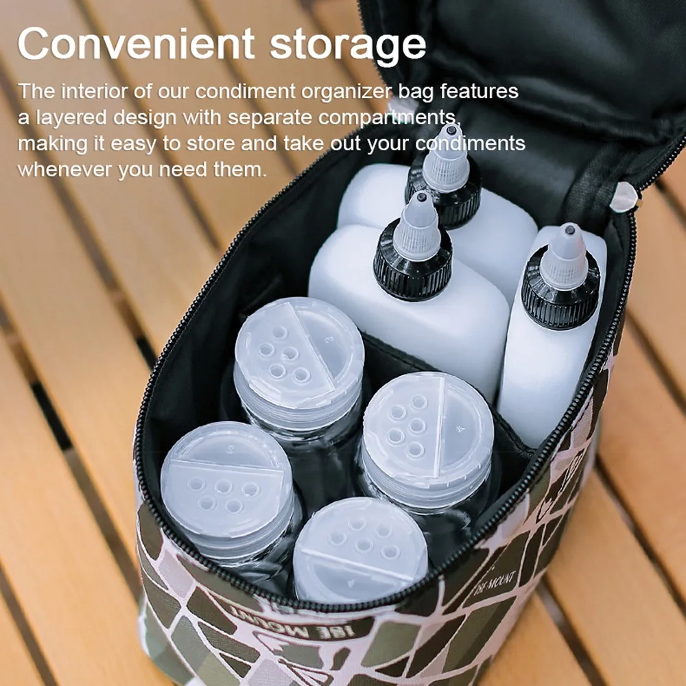 7 Seasoning Jars Condiment Storage Set Durable Yellow Seasoning Bottle Organizer Green Brown Camping Seasoning Jar Kit RV
