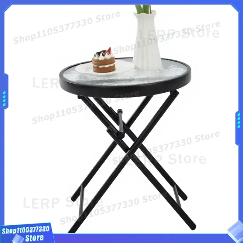 Modern Folding Glass Table for Outdoor Garden Patio Balcony Backyard Use Durable Compact Design Suitable for Small Spaces