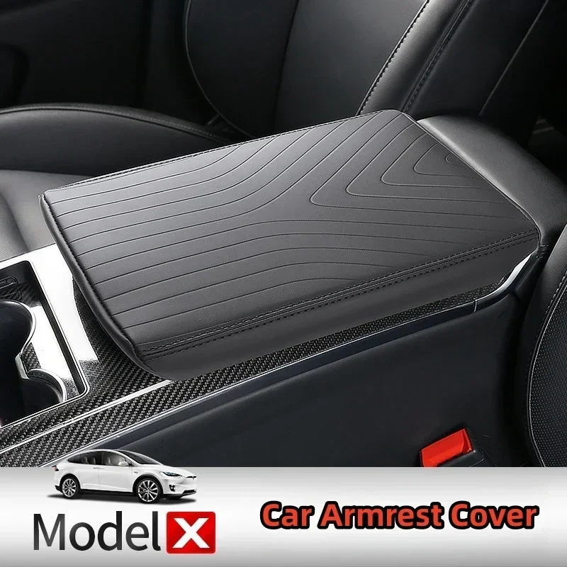 

For Tesla Model X/S 2023 2024 2025 Car Center Console Armrest Box Protective Pad Cover Leather Anti-Scratch Cushion Accessories