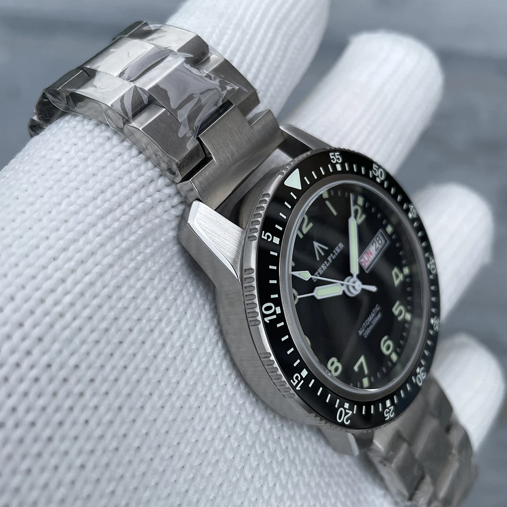 STEELFLIER الرسمية SF787 الغوص ساعات المعصم الفاخرة تقويم مزدوج NH36 حركة سوبر مضيئة 200 متر مقاوم للماء ساعة ميكانيكية