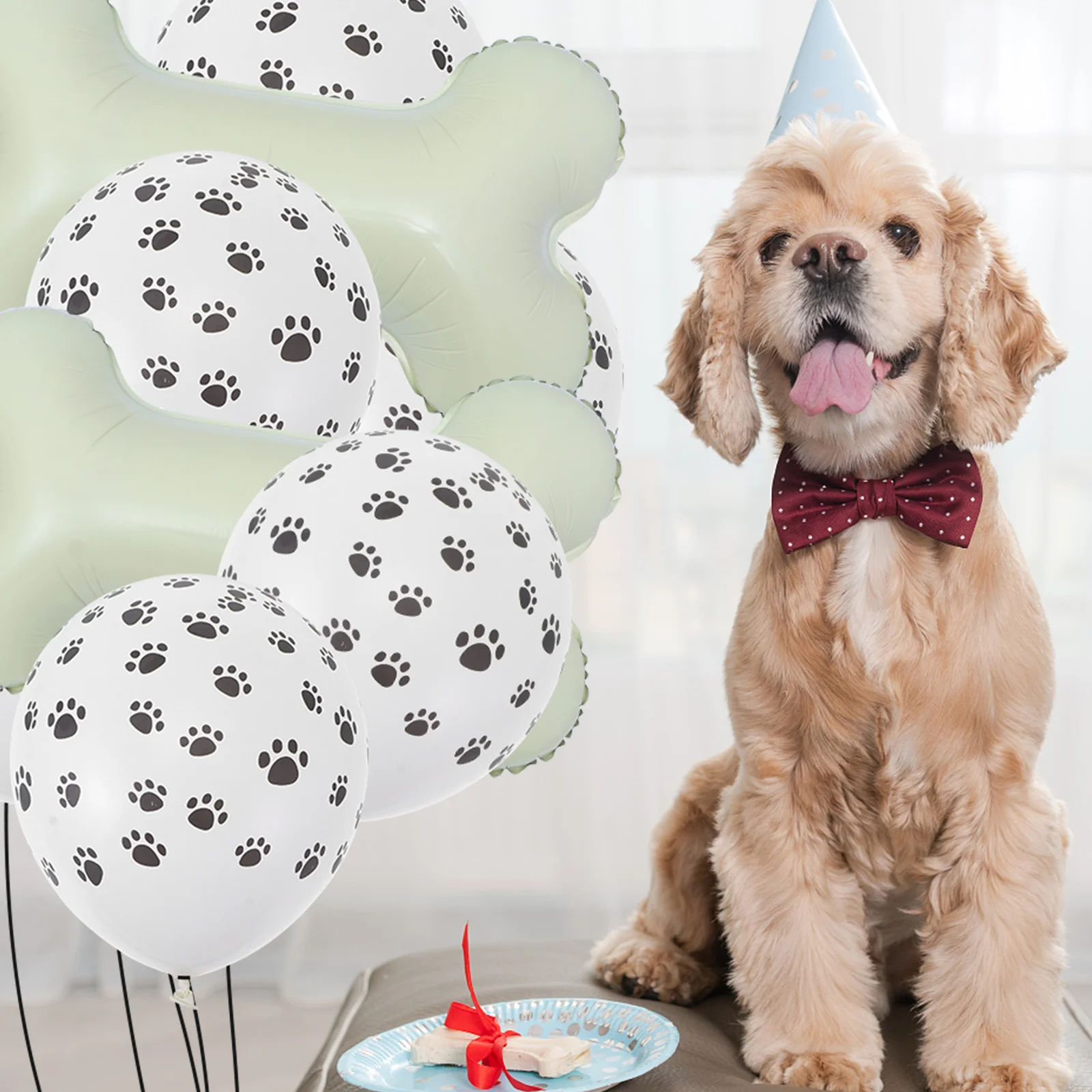 

1Set Dog Paw Pattern Balloons Bone Shaped Colorful Birthday Party Balloon Pet Birthday Party Balloon Scene Decor Supplies