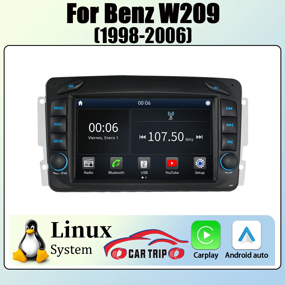 

7''2DIN Linux система автомобильного радио мультимедийного видеоплеер для Mercedes Benz W209 W203 W463 W168 BT5 HD Nav GPS Carplay Android Auto