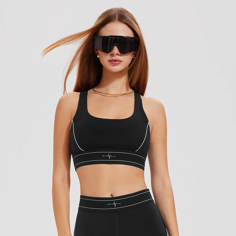 Ladies Gym Training Yoga Bra High Quality Shoulder Strap Elastic Women Workout Sports Bra Top Fitness for Women