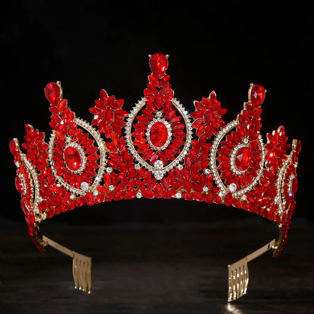 DIEZI 12 Colors Vintage Luxury Baroque AB Crystal Tiara For Women Wedding Party Elegant Bridal Bride Crown Hair Accessories