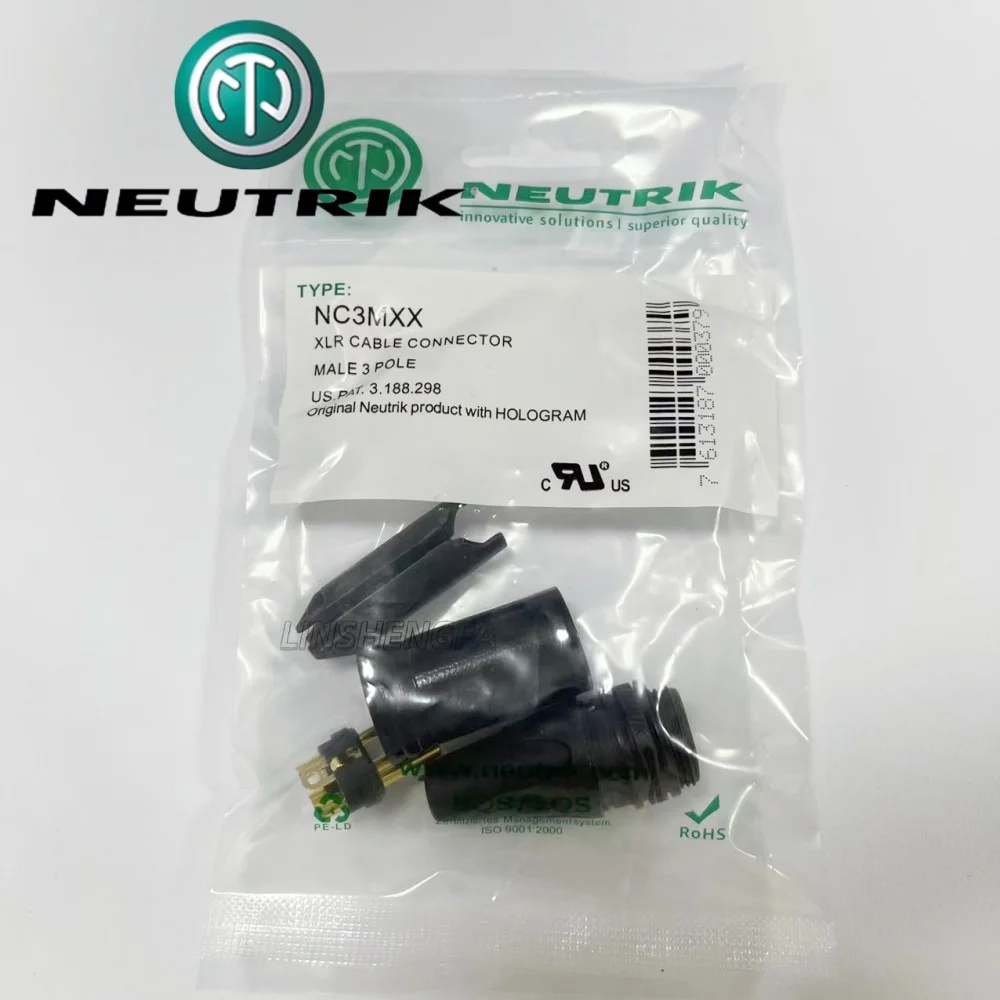 20 piezas/LOTNEUTRIK conector de micrófono XLR macho NC3MXX de 3 pines chapado en oro negro