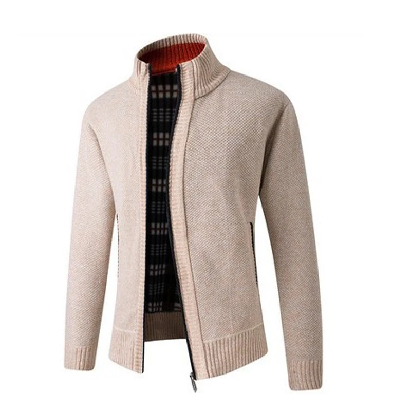 Suéter informal de Cachemira con cremallera para hombre, chaqueta deportiva de cuello levantado, 6 colores, otoño e invierno, 2024