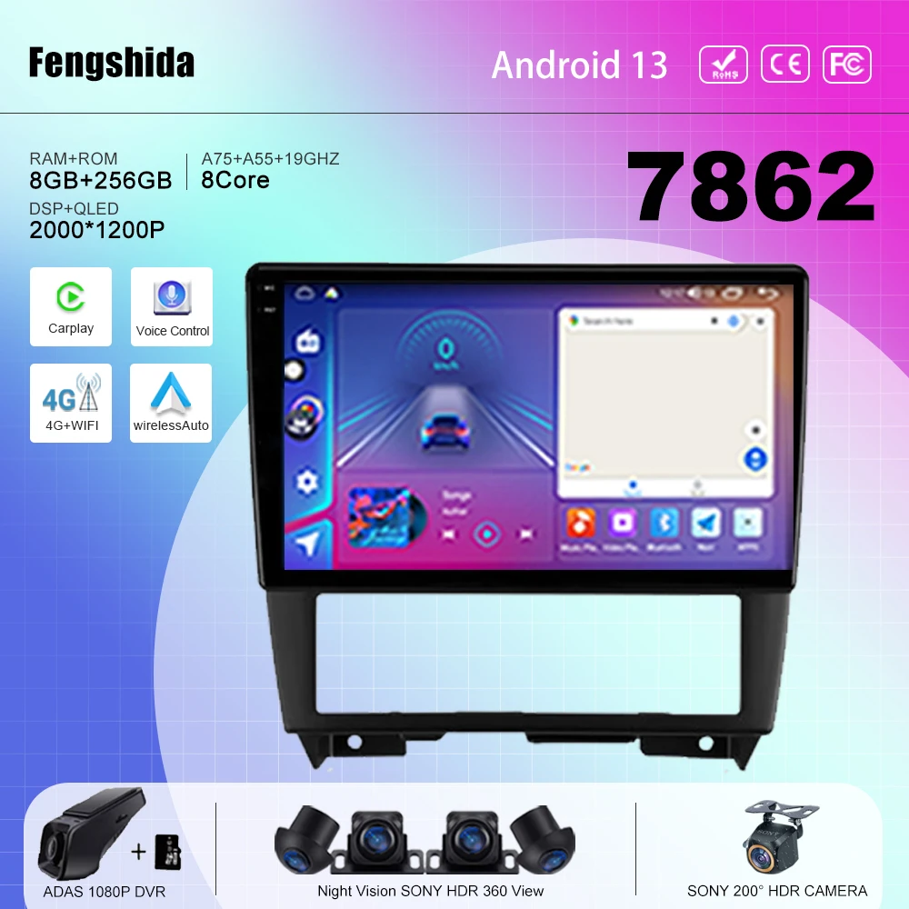 

7862 CPU Car Android13 For Nissan Cefiro 2 A32 1994 - 2000 Auto Radio HDR QLED multimedia player navigation GPS 2din DVD Screen