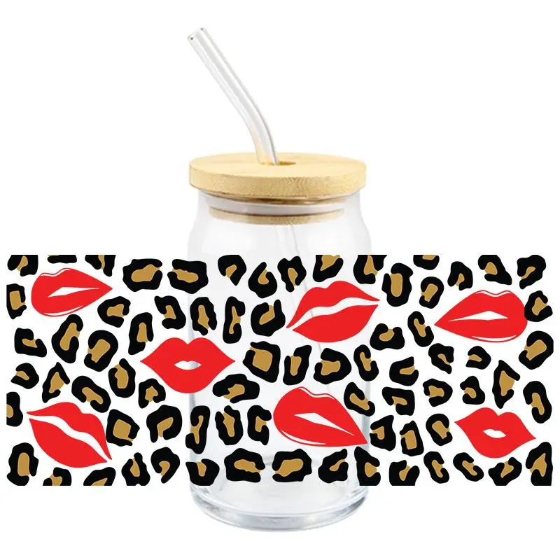 3D Leopard UV DTF Transfer Sticker Design Waterproof 16OZ Cups Wraps Sticker Rub On Transfers for Crafts Furniture Custom Logo