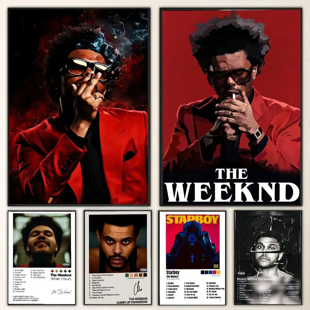 Singer T-The Weeknd Painting Calligraphy Canvas Poster Wall Art for Living Room Bedroom Cafe Decor Gift