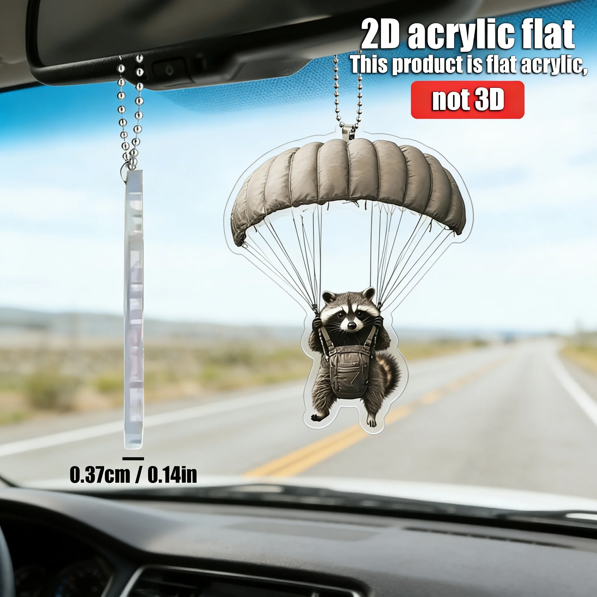 2D flat-plane raccoon acrylic keychain for RV decoration, creative hanging decoration, home decoration, and festival decoration