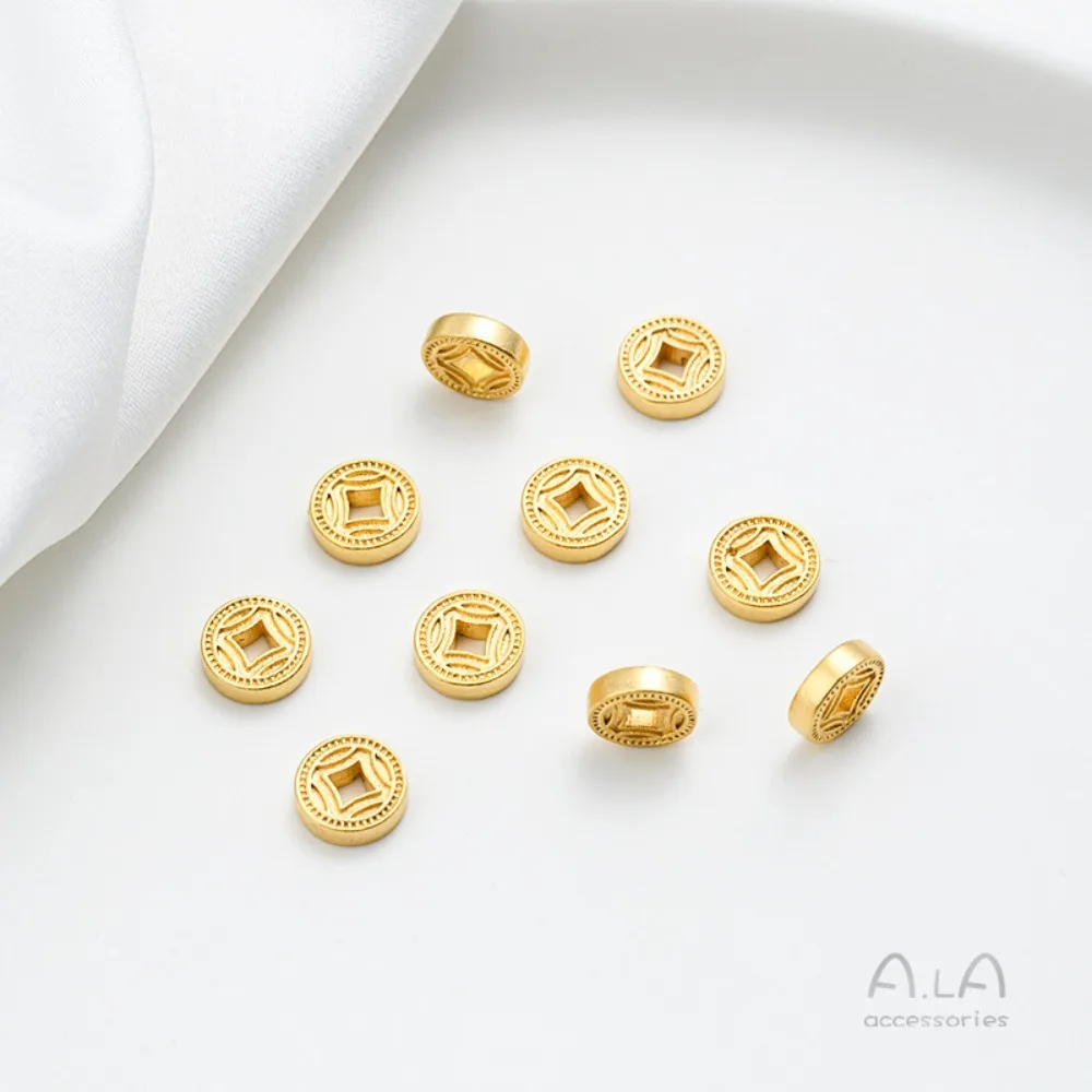 فيتنام الرمال الذهب ورقة نمط داجي النحاس عملة يترك الحاجز تشغيل حلقة DIY مطرز طوقا مجوهرات اكسسوارات #4