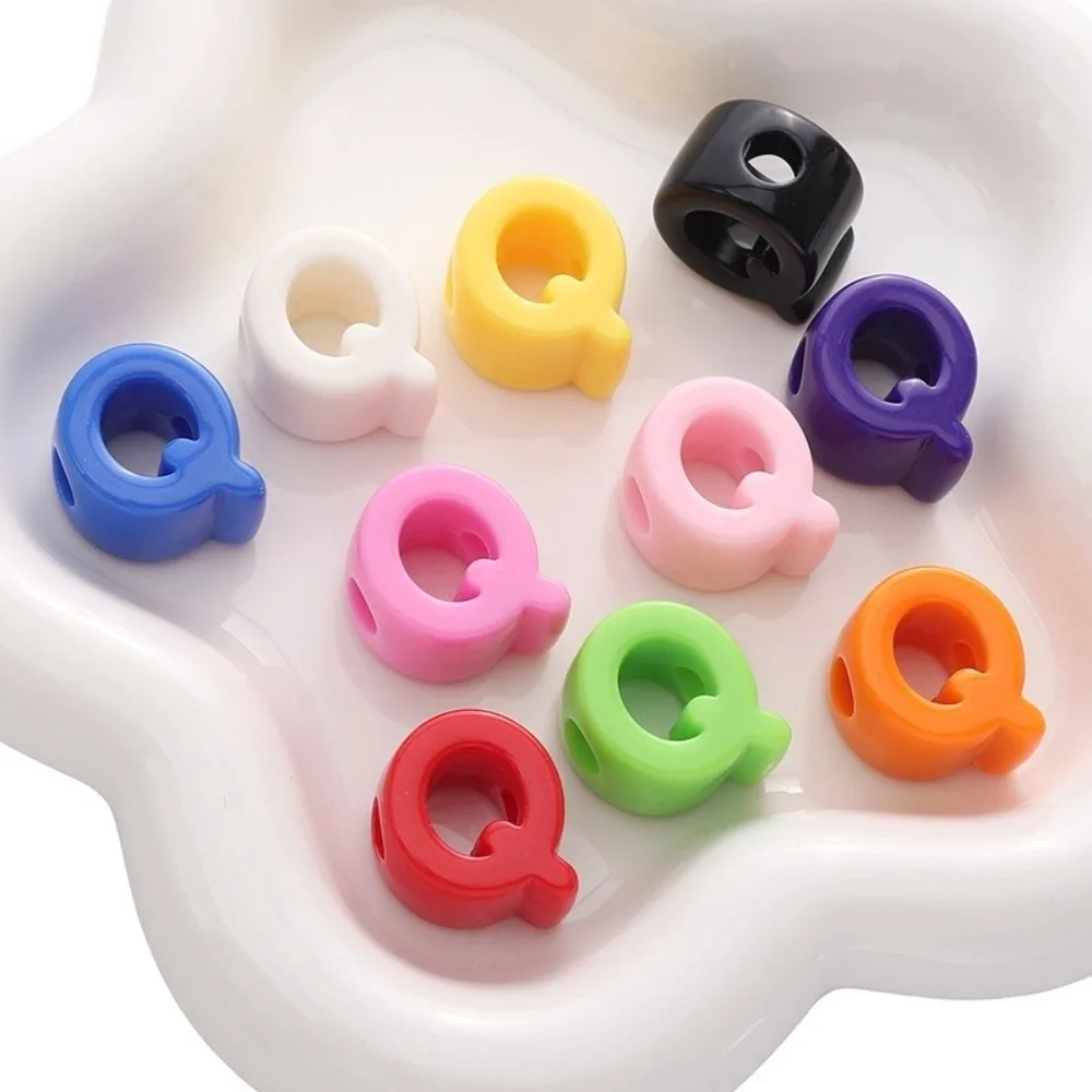 10PCS Manik-manik Huruf Warna-warni 26 Huruf DIY Huruf Inggris A-Z Perlengkapan Pembuatan Perhiasan DIY Lubang Besar Warna Campur Aksesoris Gantung Kustom
