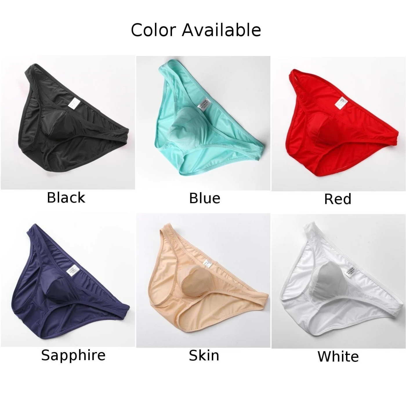 Cool Ice Silk Low-rise Underwear Men\'s Sexy Solid Smoth Seemless Briefs Soft Bugle Pouch Panties Comfortable Breathable Bikini