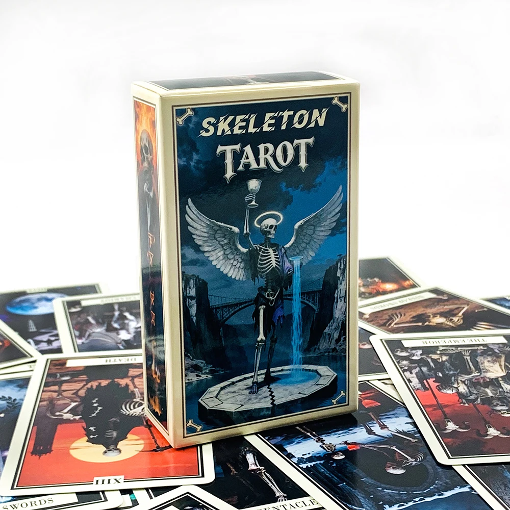 

New Skeleton Tarot Deck A 78 Pcs Gothic Skeleton Art Tarot Cards For Divination, Meditation Dark Fantasy & Bone Theme Game Cards