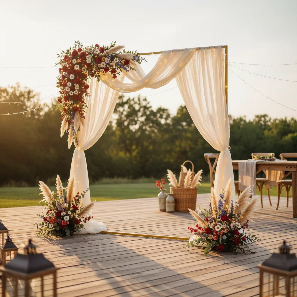 

Gold Square Arch Sturdy Gold Iron Flower Stand Metal Display Frame Indoor and Outdoor Use Metal Wedding Arch Stable Support Base