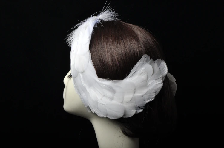 Ballet Costumes Swan Lake Ballet White Feather Headband For Girls Woman Hair Accessories Headwear Pearls Feather Headpiece