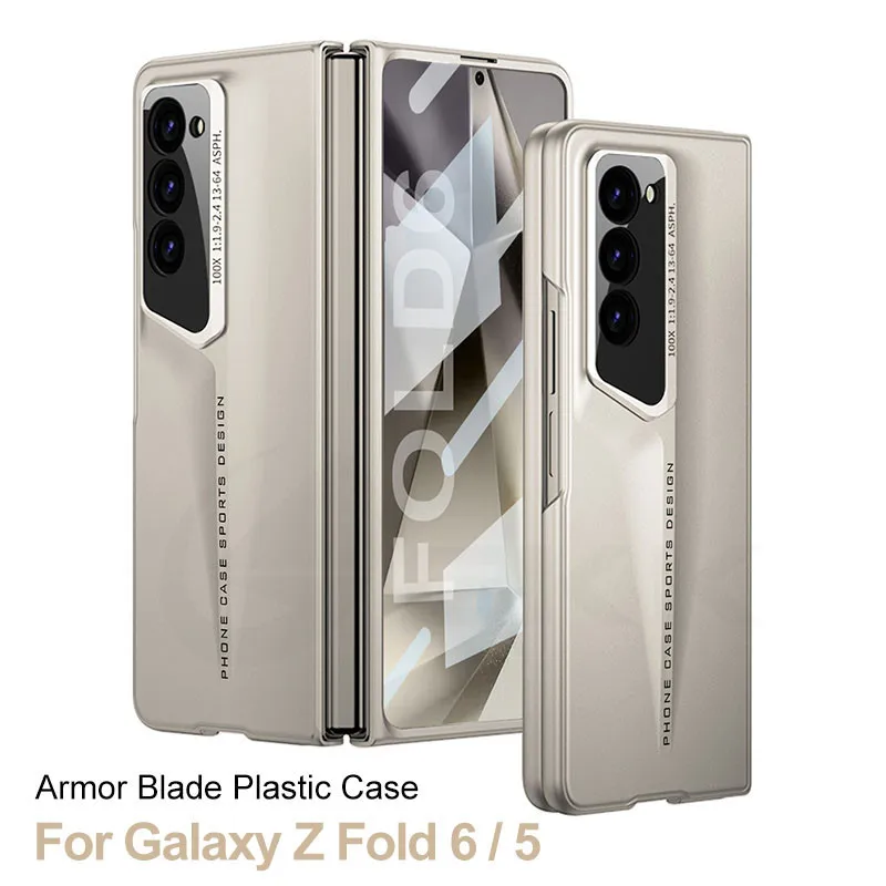 

Shockproof Armor Case Outer Screen Glass Plastic Matte Cover Case for Samsung Galaxy Z Fold 6 5 Fold6 Fold5 Case