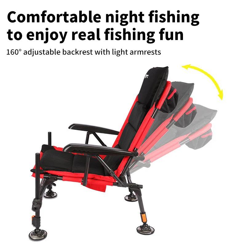 Fishing Chair Multi-functional Liftable Reclining Fishing Seat All Terrain Foldable Aluminium Fishing Chair Fishing Equipment