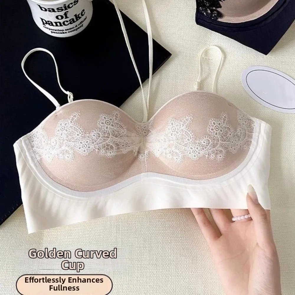 Delicate Neck Hanging Lace Bra Anti-sagging Thin Strap Push Up Bra Beauty Back Seamless Halter Bra Clubwear