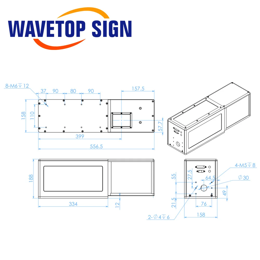 WaveTopSign Co2 Laser Dynamic Focusing System Galvo Head Set Marking Speed 2000mm/s for Co2 Laser Source Co2 RF Tube