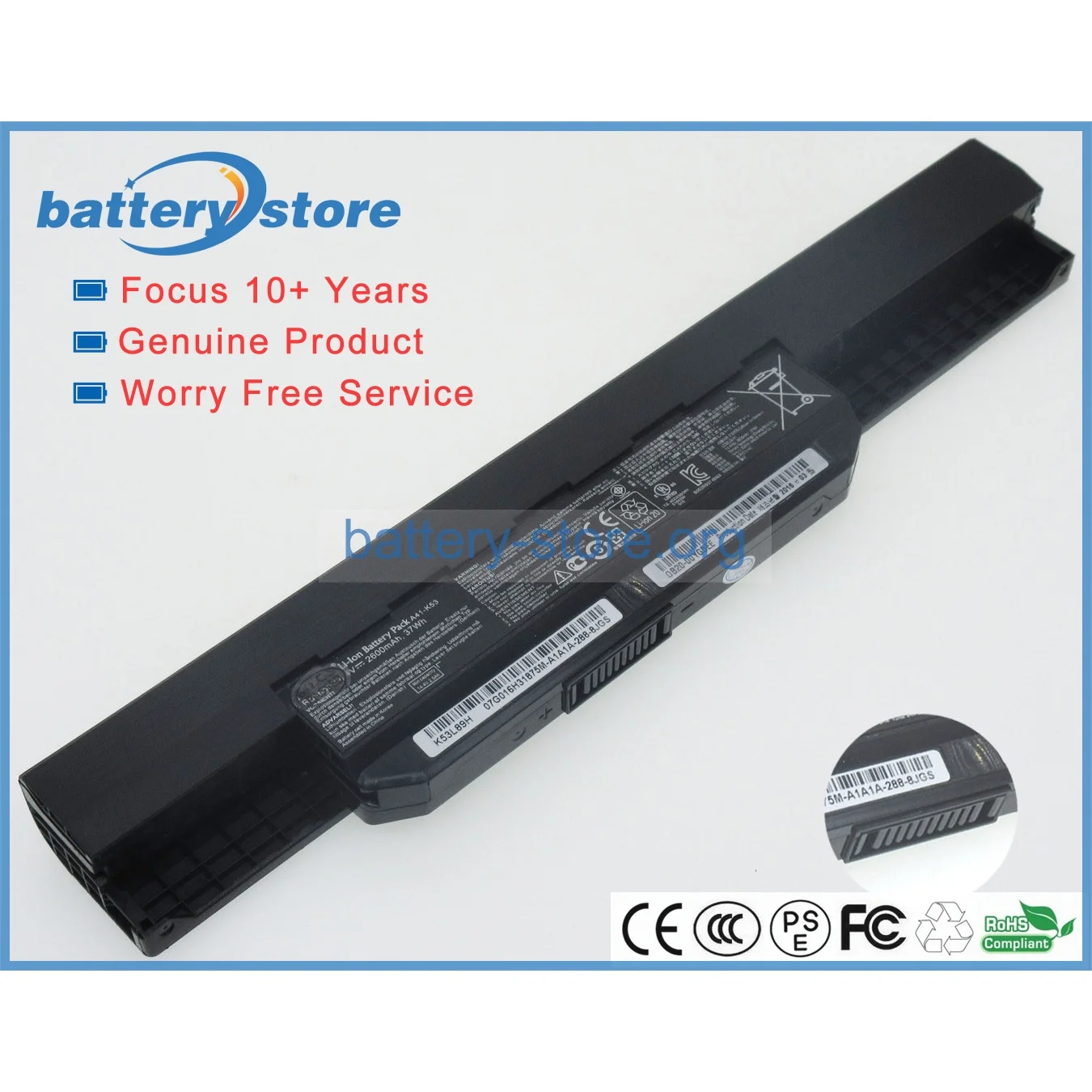 Genuine Original Laptop Batteries for A31-K53,07G016JD1875,4566195,A43EI241SVSL,P43,K53B,K93,X54c,K53U,X54,X53SV,14.4V,4 Cell