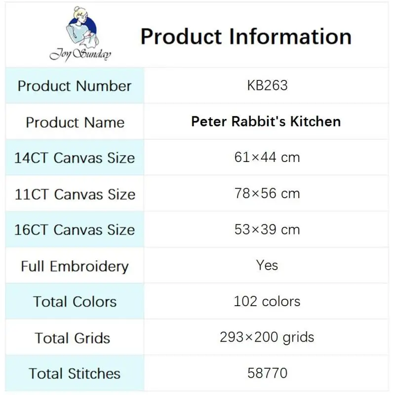 Króliczek kuchnia kreskówka wzór zwierzęcy DIY dzieci ręcznie robiony haft krzyżykowy 14ct 16ct 11ct płótno drukowane zestaw do szycia tkanin