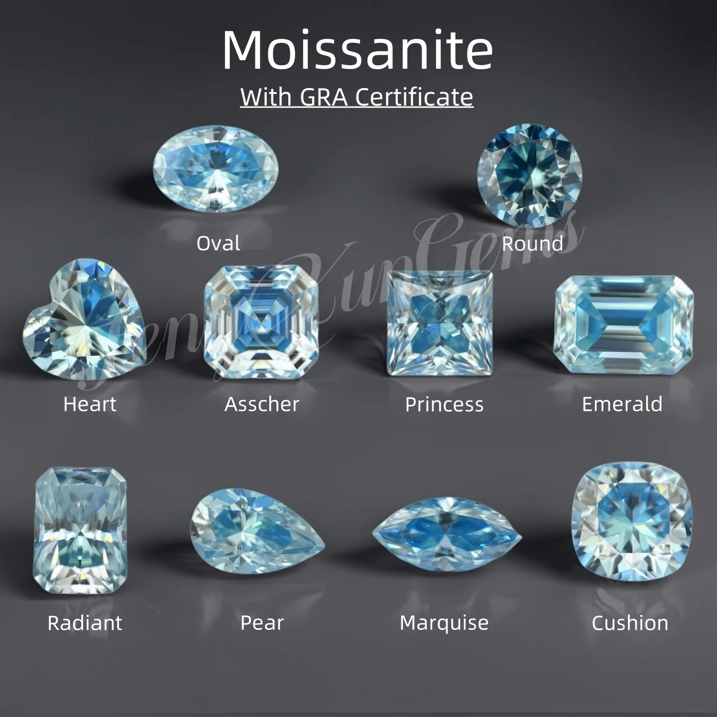 

Charm Aquamarine Moissanite Loose Stone Round/Pear/Oval Excellent Cut 0.5ct~5ct Lab Grown Gems Pass test With GRA Certificate