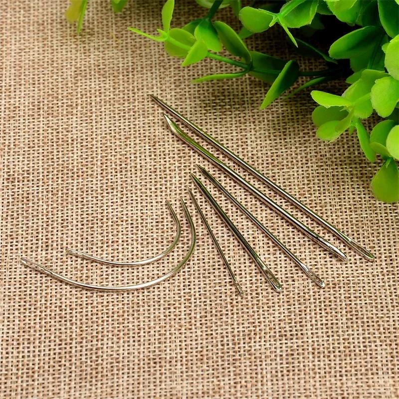 7Pcs Hand Sewing Needles Set Canvas Leather Carpet Thicker Cloth Repair Craft Sewing Patching Stitching Upholstery Curved Needle