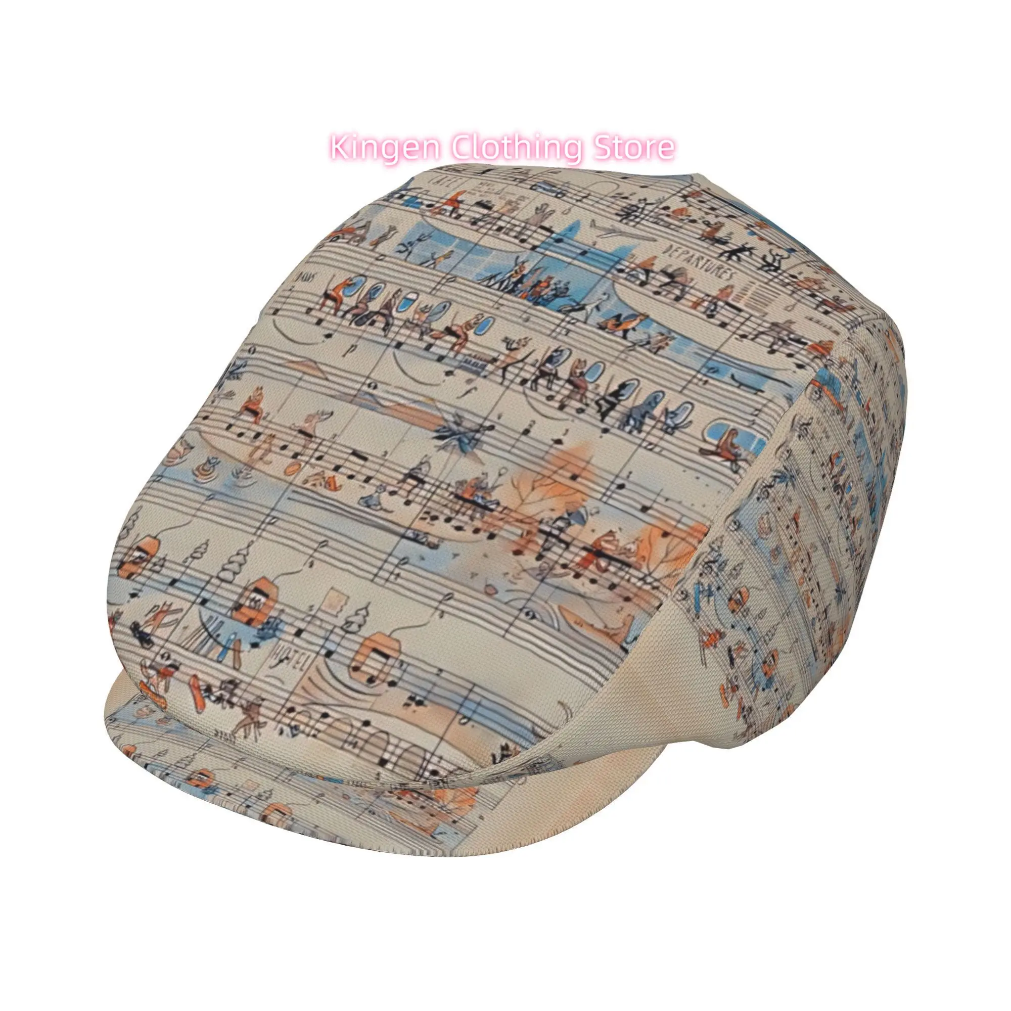 1pc A Magical Journey on the Sheet Music All-over printed beret,  newsboy cap, unisex, a must-have fashion accessory for outdoor