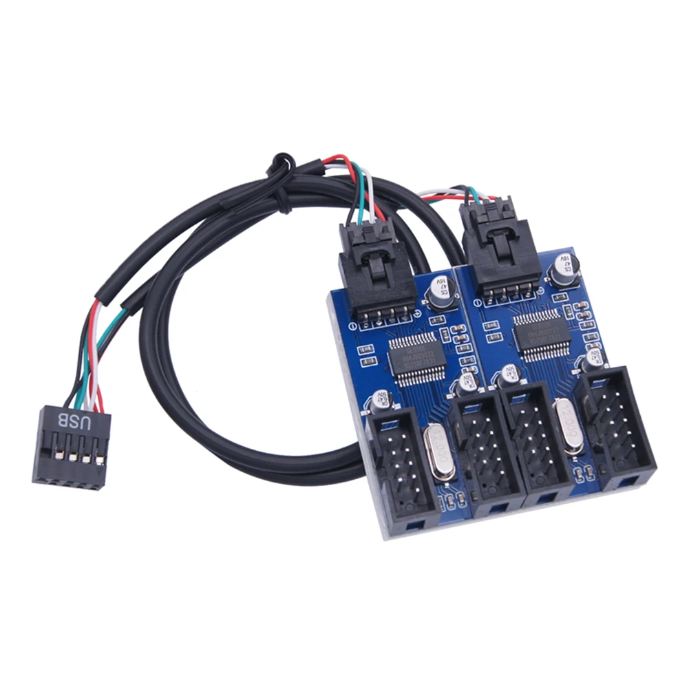 لوحة أم للكمبيوتر المكتبي 9Pin USB رأس الفاصل 1 إلى 2/4 أنثى مضاعف اللوحة الرئيسية 9Pin USB الخائن