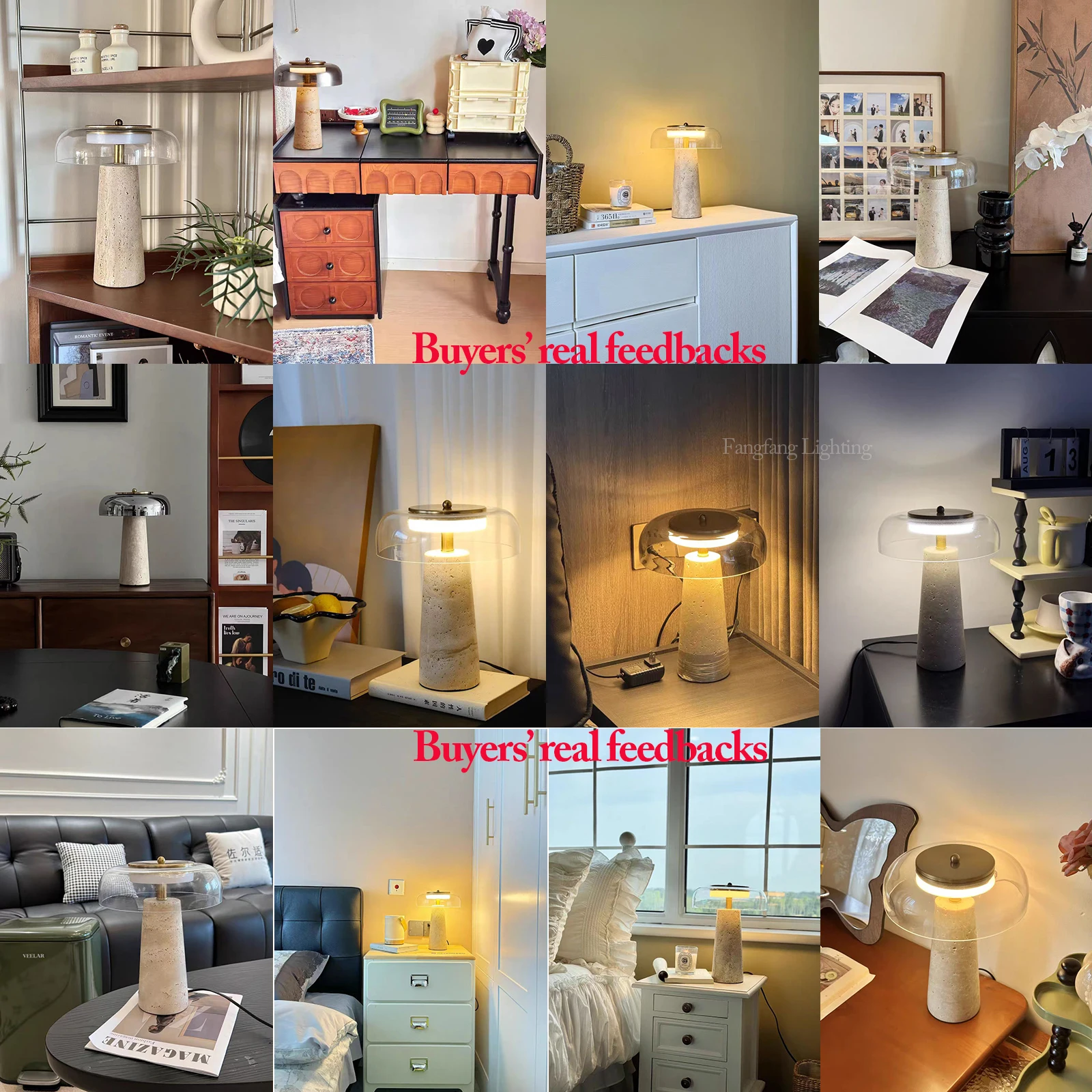 Mushroom Shaped Travertine Table Lamp Modern Natural Yellow Cave Stone Desk Lamp Indoor Decor Lighting Bedroom Living Room Study