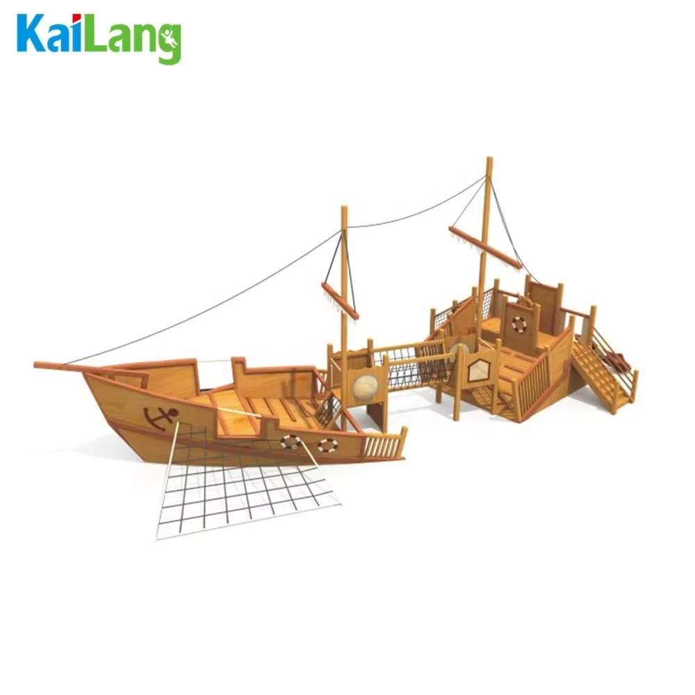 Popular Customized Pirate Ship Outdoor Playground Children's Outdoor Equipment Ship Gymnastics Leisure Wooden Playground