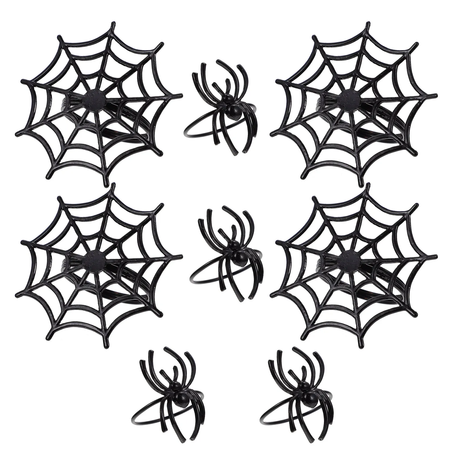 8Pcs Spider Web Halloween Napkin Rings Black Exquisite Napkin Buckle Set for Dinner Party Table Decor Thanksgiving Holiday