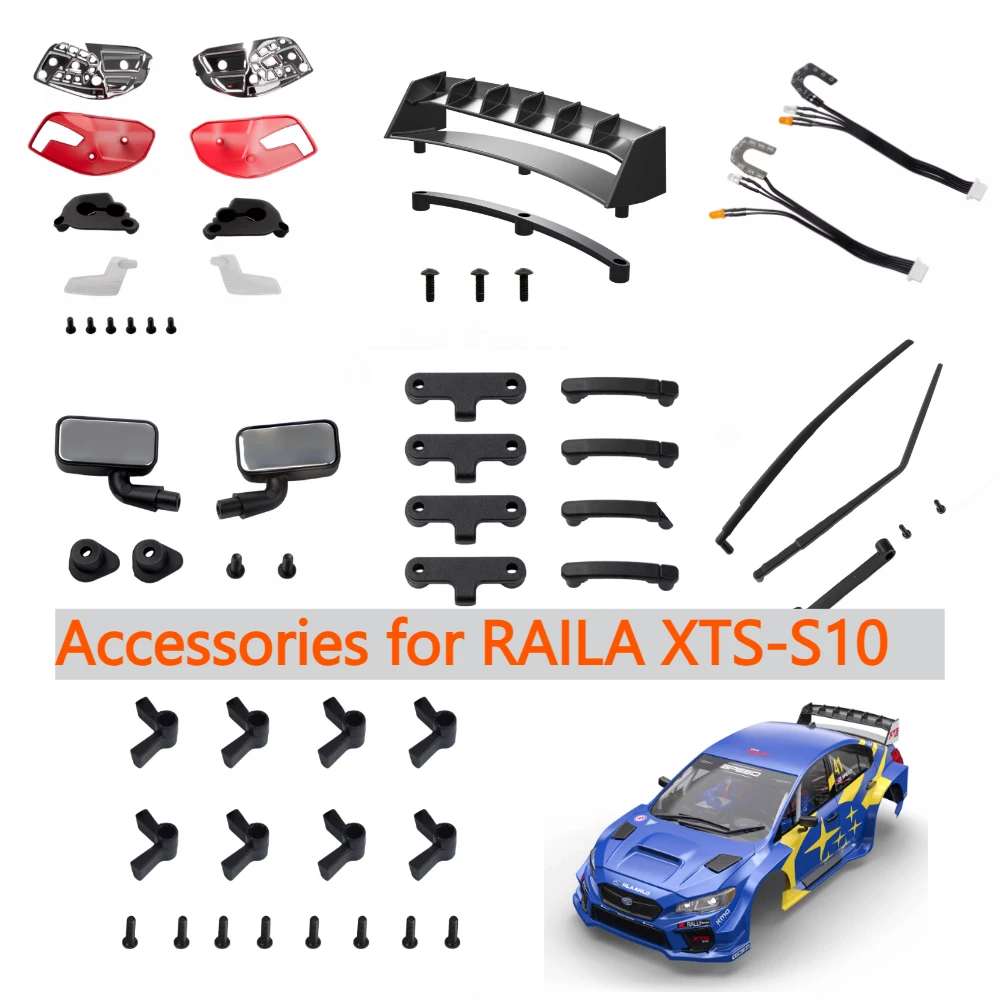 

RC Car Body Shell Assembly For RLAARLO XTS-S10 Wing Light Kit Rearview Mirror Wiper Realistic Scale RC Upgrade Parts