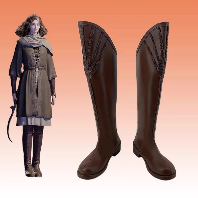 

Elden Ring Melina Cosplay Shoes Costume Shoes Brown Faux Leather Shoes Boots