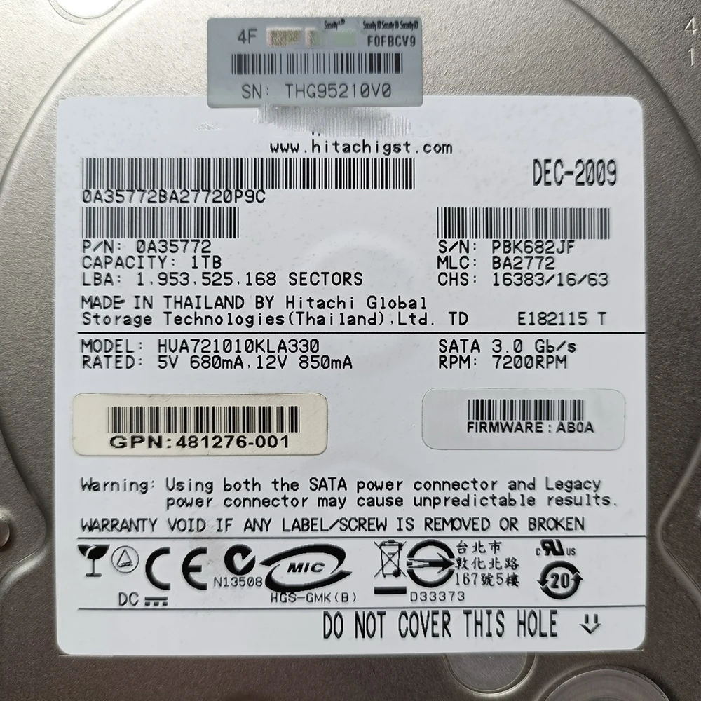 

1TB For HP Server Desktop Hard Disk 480942-001 481276-001 MSA2000 P2000 1TB SATA-FC HDD