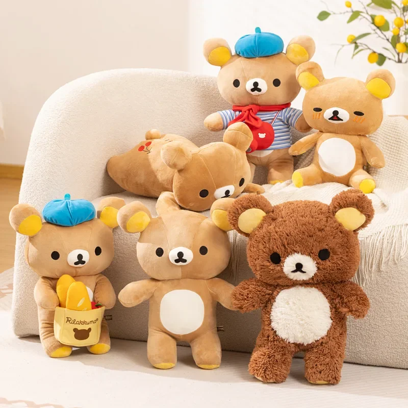 

Cartoon Rilakkuma Plush Toy Soft Fluffy Stuffed Anime Cute Brown Bear Doll Huggable Plushies Bedroom Pillow Gift Collection