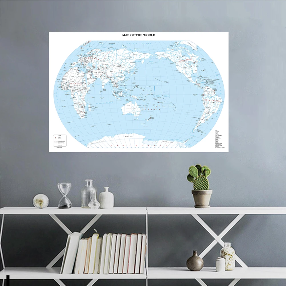 Wall World Map of The World Decoration Hanging Picture Non tessuto per l'insegnamento della ricerca Poster della scuola Decor Poster 150*100cm