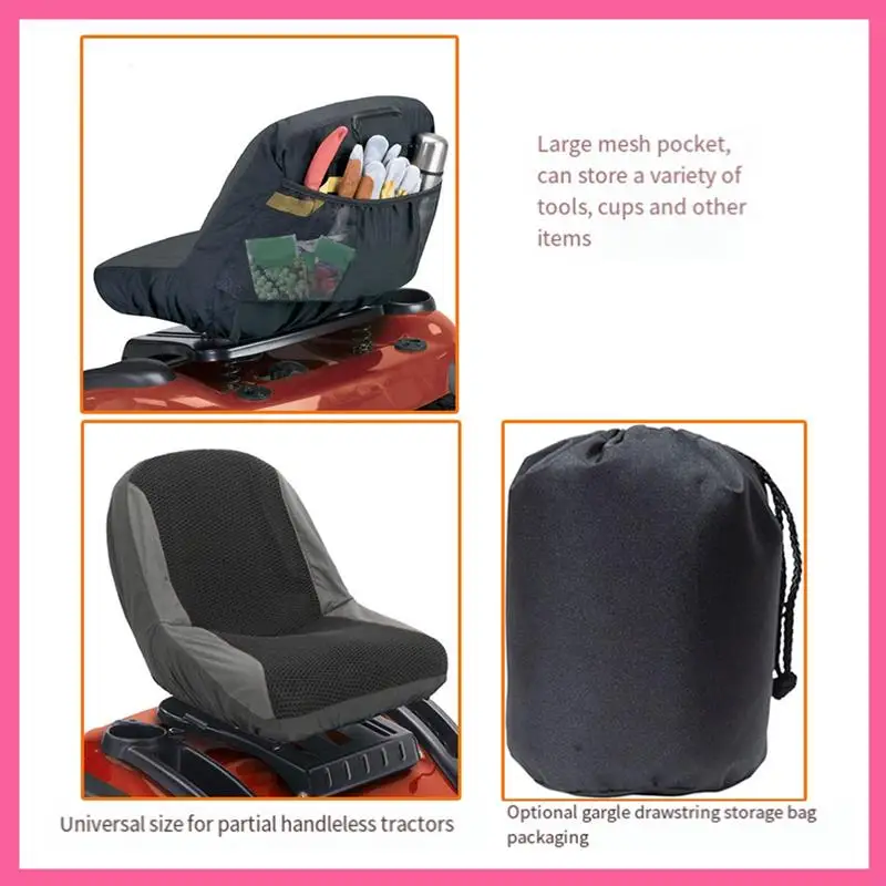 

Universal Lawn Mower Tractor Seats Cover Padded Comfort Pad Storage Pouch Lawn Mower Replacement Parts Accessories