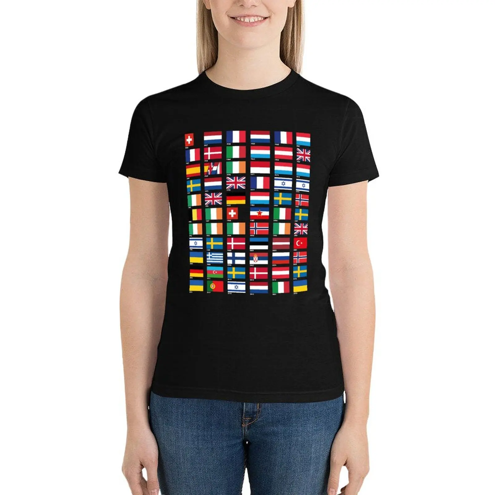 

Every Eurovision Song Contest Winner's Flag T-Shirt korean fashion tees oversized t-shirt dress for Women sexy