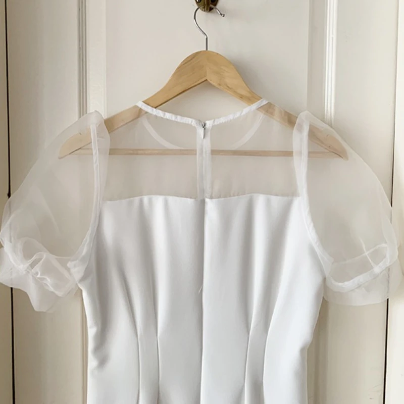 Elegant O-คอชุดแต่งงานที่เรียบง่ายแขนสั้นชุดเจ้าสาวชายาวชุดราตรีอย่างเป็นทางการสําหรับผู้หญิงที่กําหนดเอง