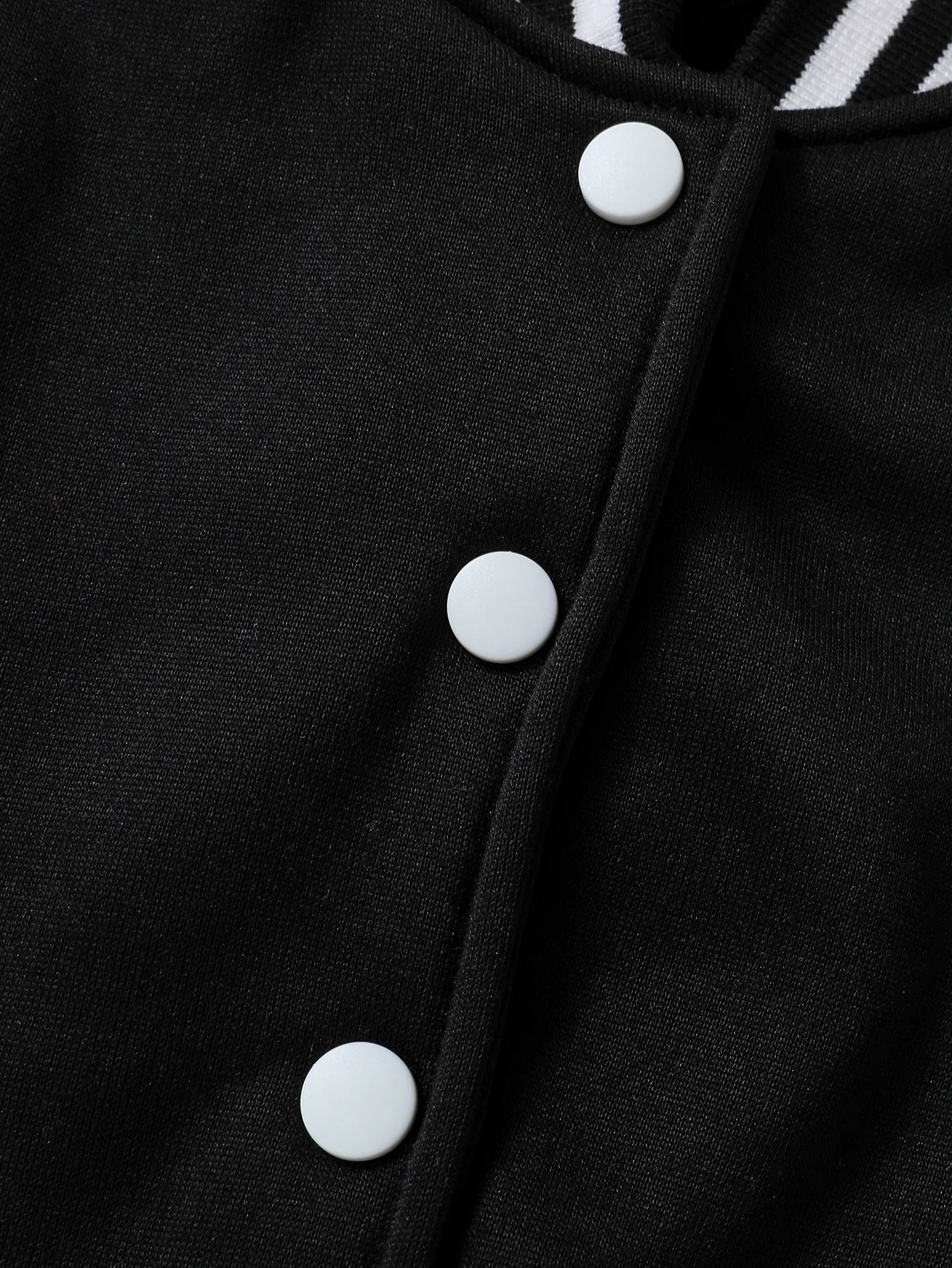 Children's Clothing Ins Girls' Jacket for the Back-To-School Season, 1-Piece Short Baseball Jacket in Black and White Contrasting Colors, Preppy Style Clothing Suitable for Ages 4 to 14