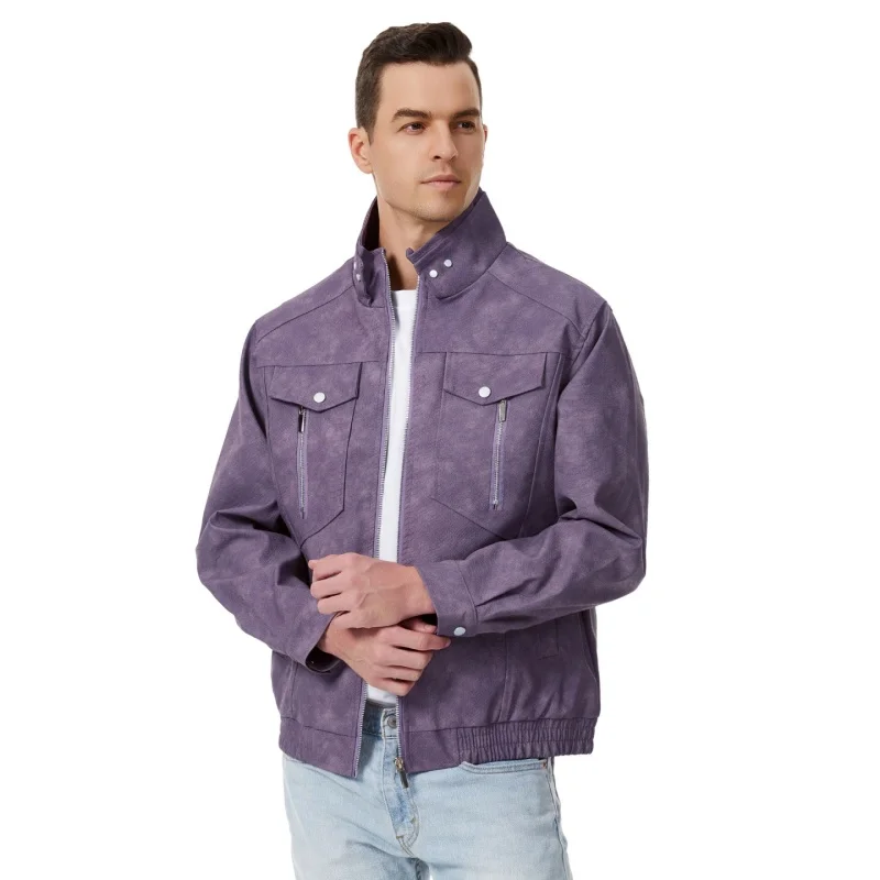 2029  Autumn Winter Bomber Leather  Hooded Jacket PU Leather Warm Motorcycle High Quality Fashion Coat Mens Drive Jacket